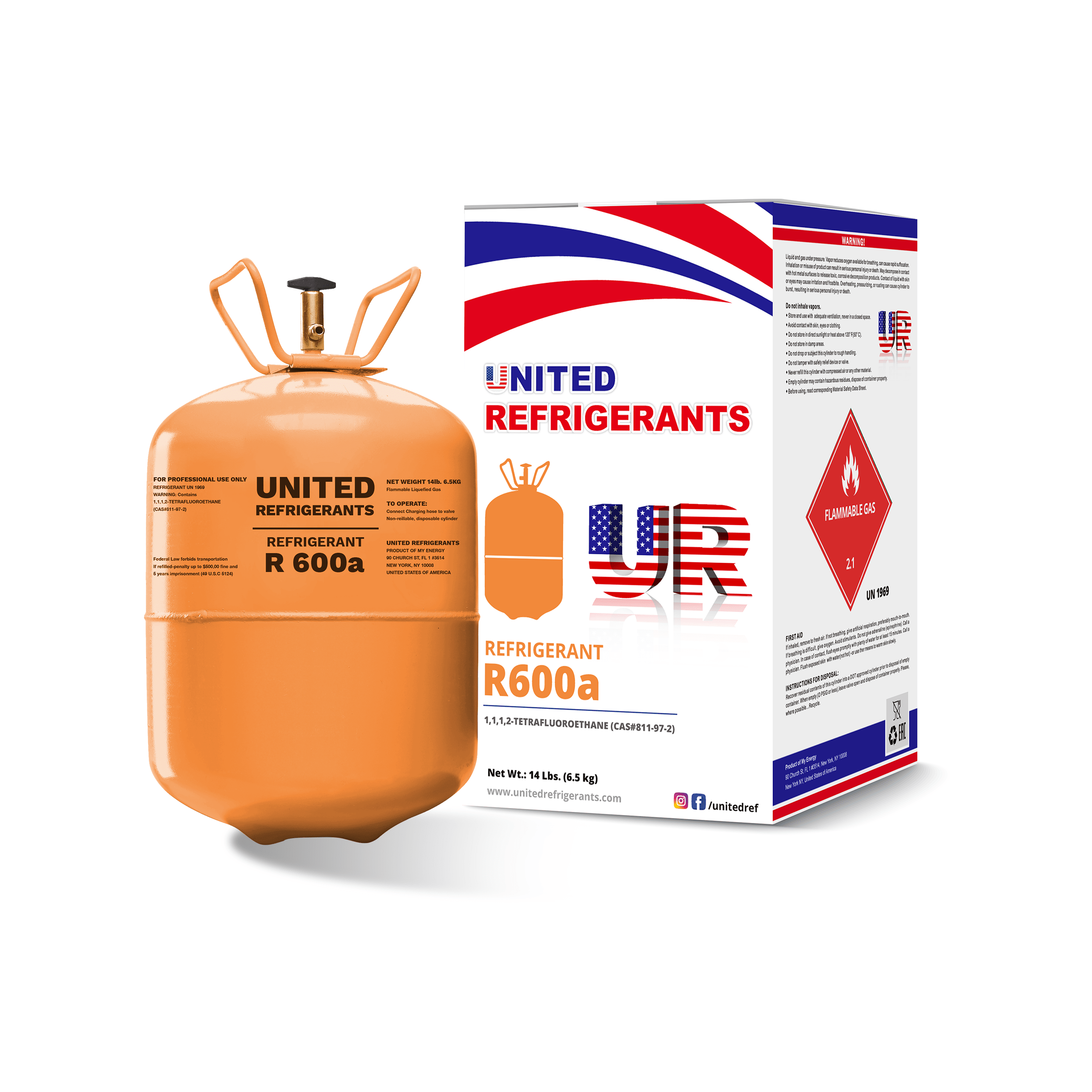 United Refrigerant R600a Disposable Cylinder 6.5 Kg