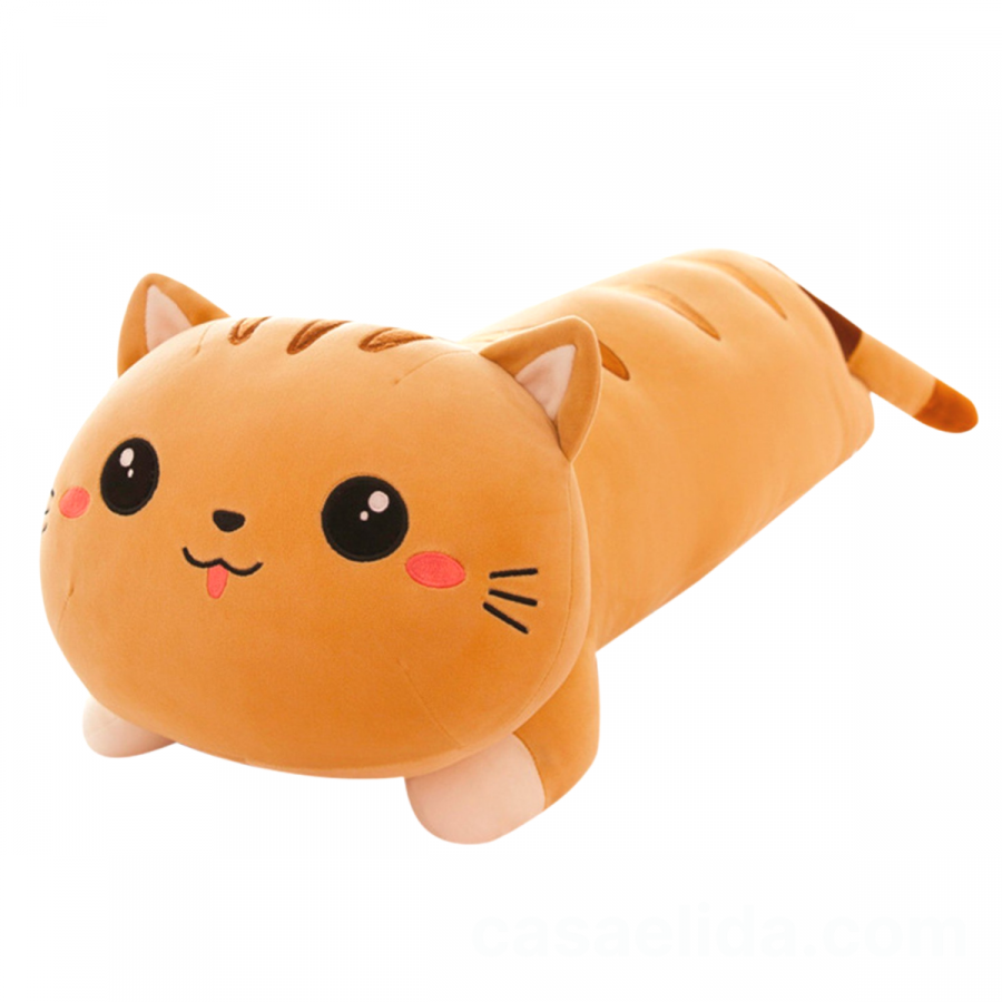 Almohada de gato felpa anaranjado, 95cm