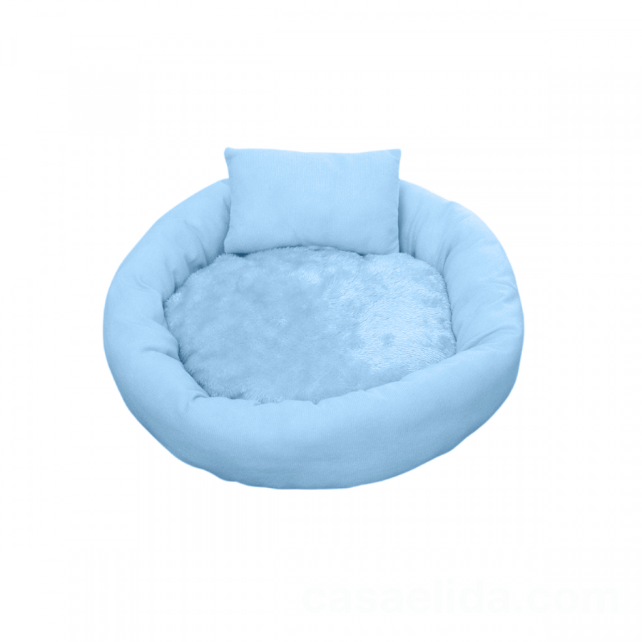 Cama para mascota + 1 almohada celeste, 12xØ50cm