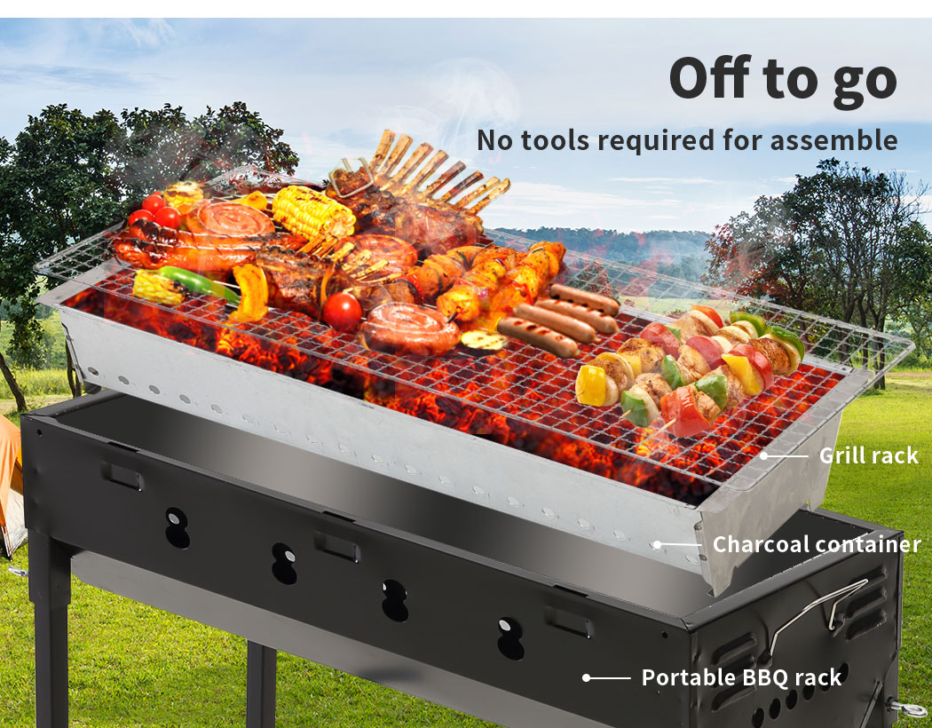 Charcoal BBQ Grill Portable Hibachi Barbecue Outdoor Foldable Camping Picnic - Picture 53 of 69