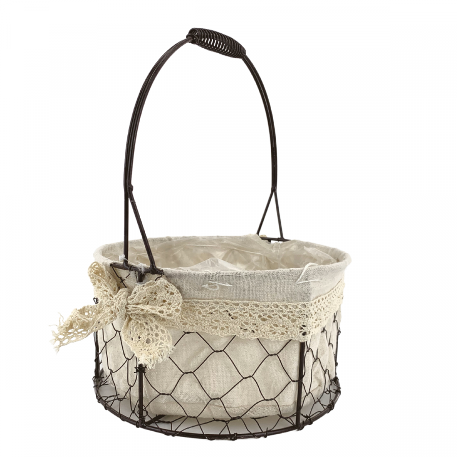 Canasta lino/hierro, Ø22cm