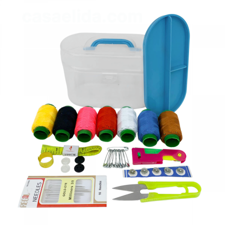 Kit de costura celeste, 9x14.5x8.5cm