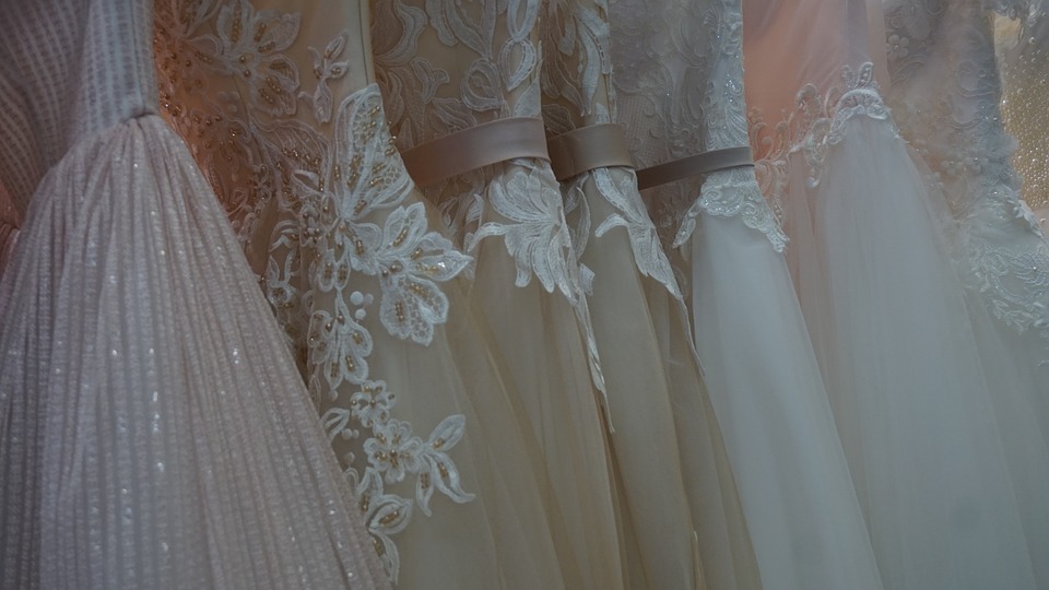 Wedding dresses hanging