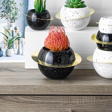 Maceta decorativa negro, 9.5xØ16cm, cerámica