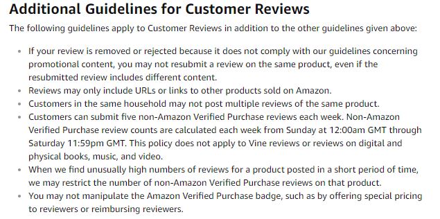 Amazon review guidelines