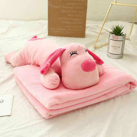 3 en 1 peluche, manta y almohada rosado, 55cm