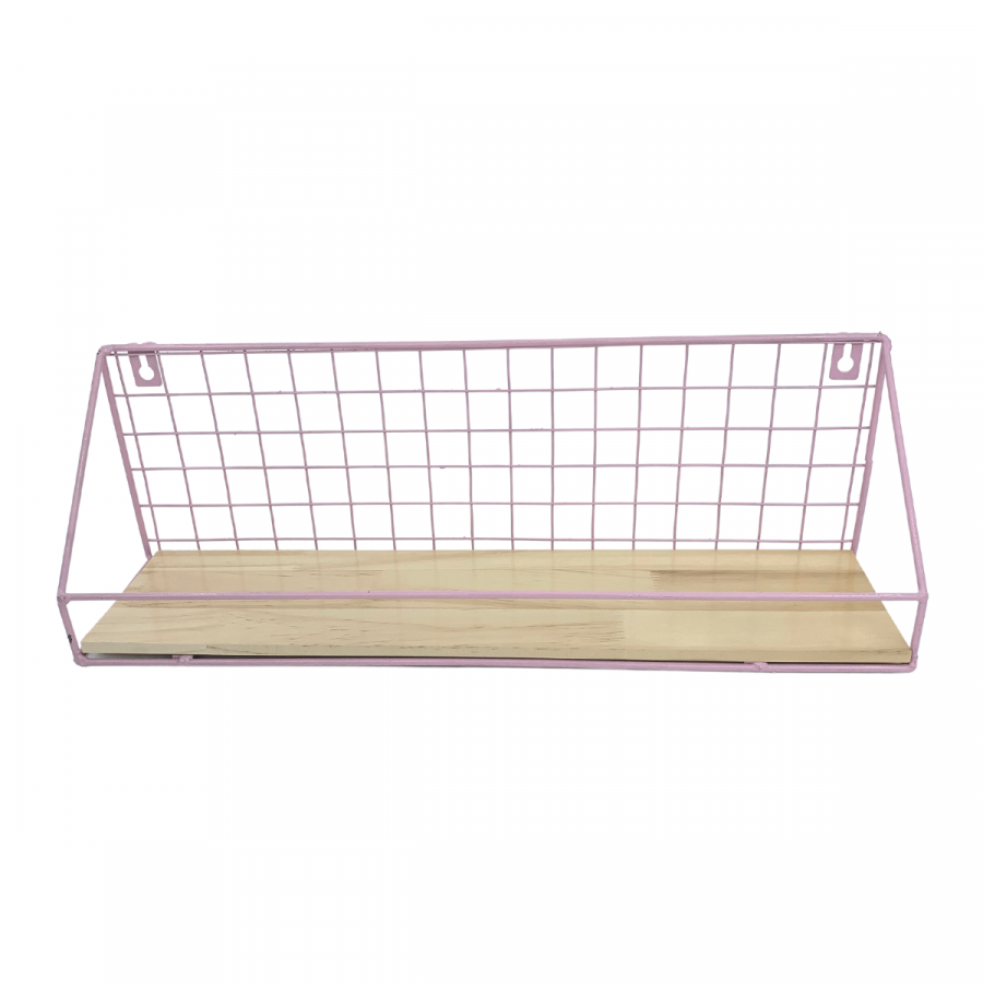 Repisa rosado, 45cm, hierro forjado y madera