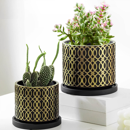 Maceta decorativa 14.5xØ16.5cm, cerámica