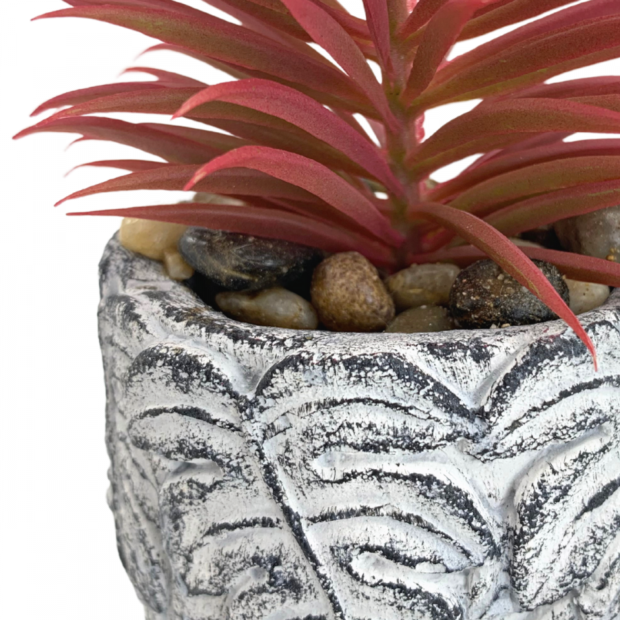 Suculenta artificial + maceta ferreyrae, rojo, 14cm