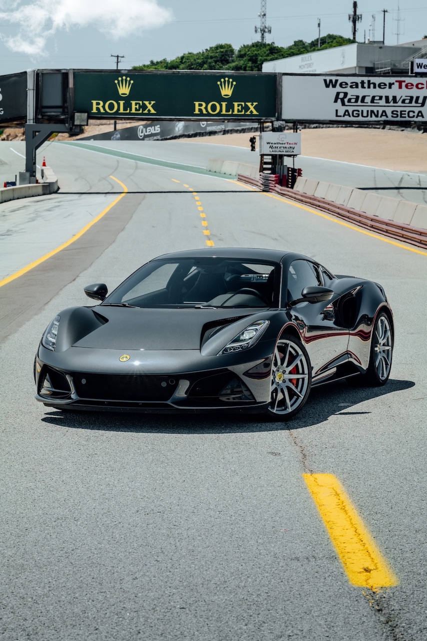 Jensen Button drives the new Lotus Emira at Laguna Seca