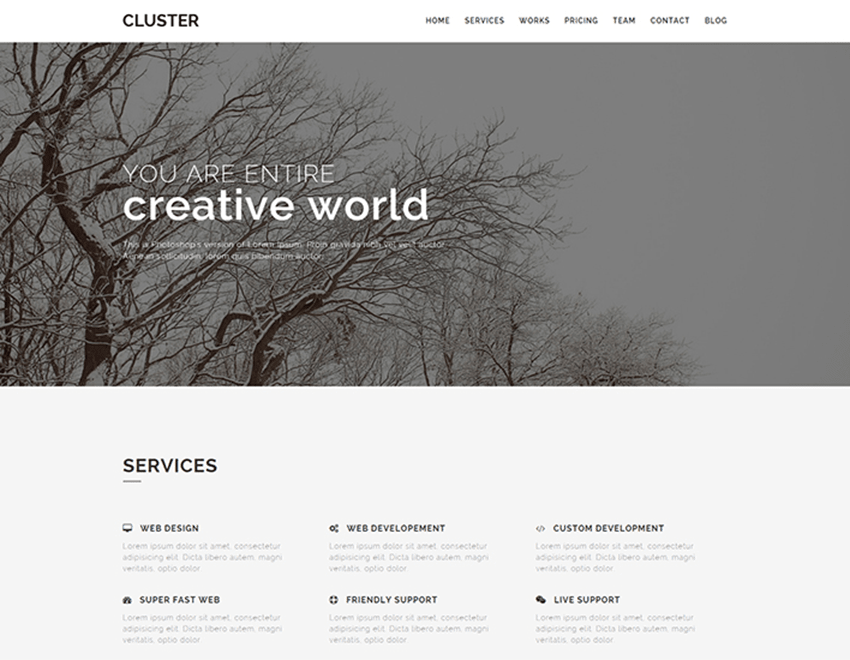 Cluster – Free Creative Portfolio Bootstrap Template