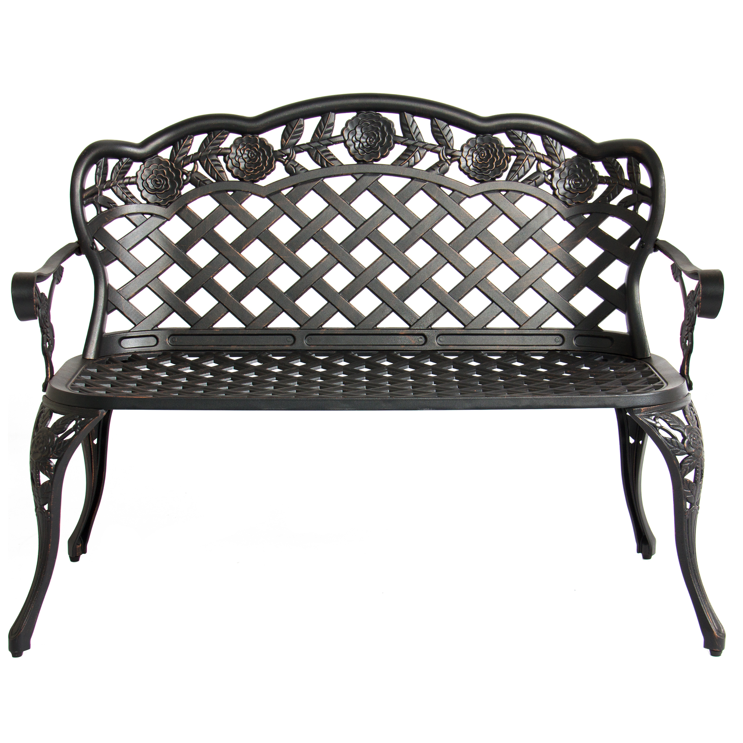 Patio Garden Bench Cast Aluminum Outdoor Garden Yard Solid Construction ...