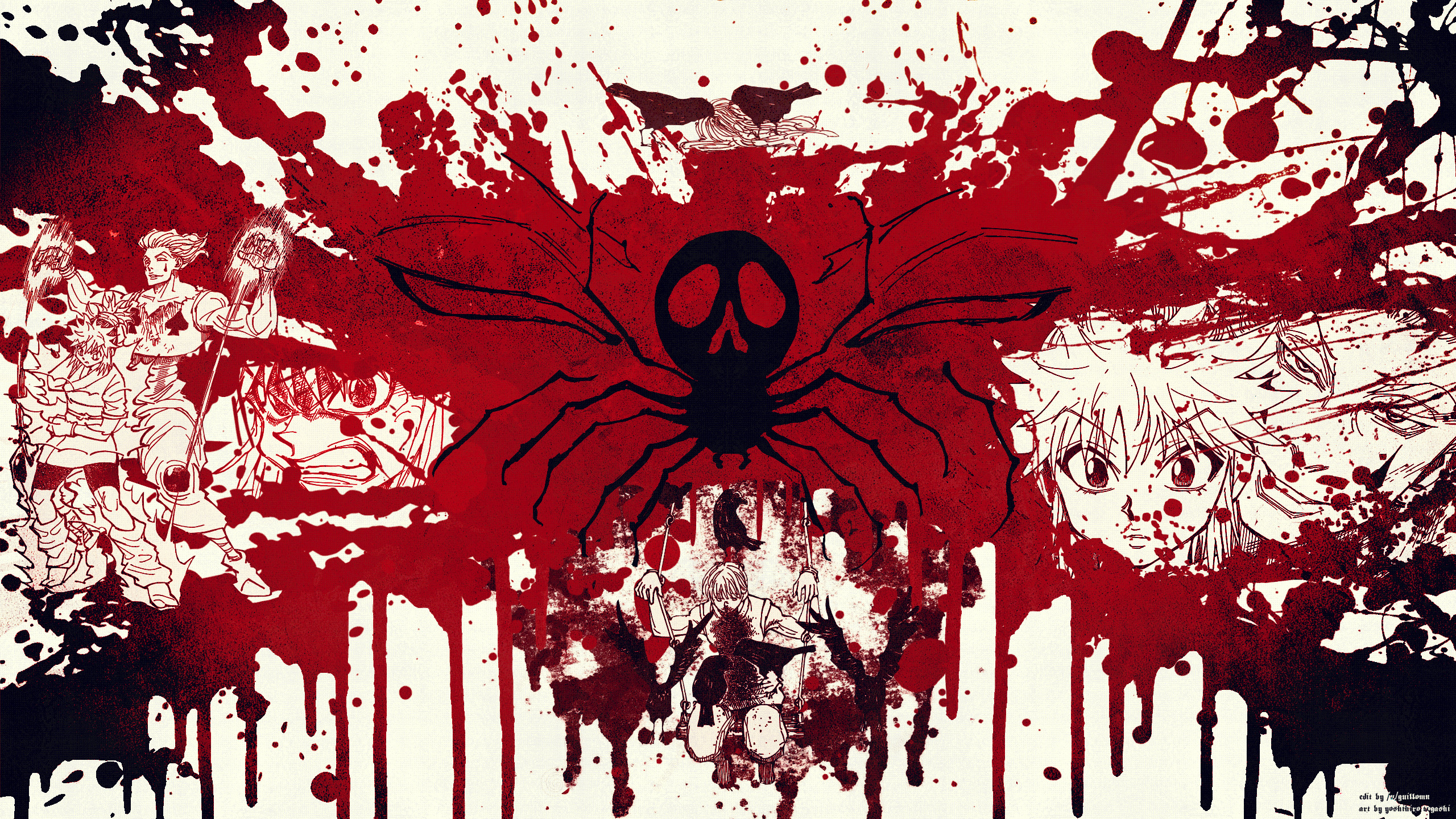 Wallpaper Hunter x Hunter 78 Hunter x Hunter, anime, red, paint splatter, spider, anime boys