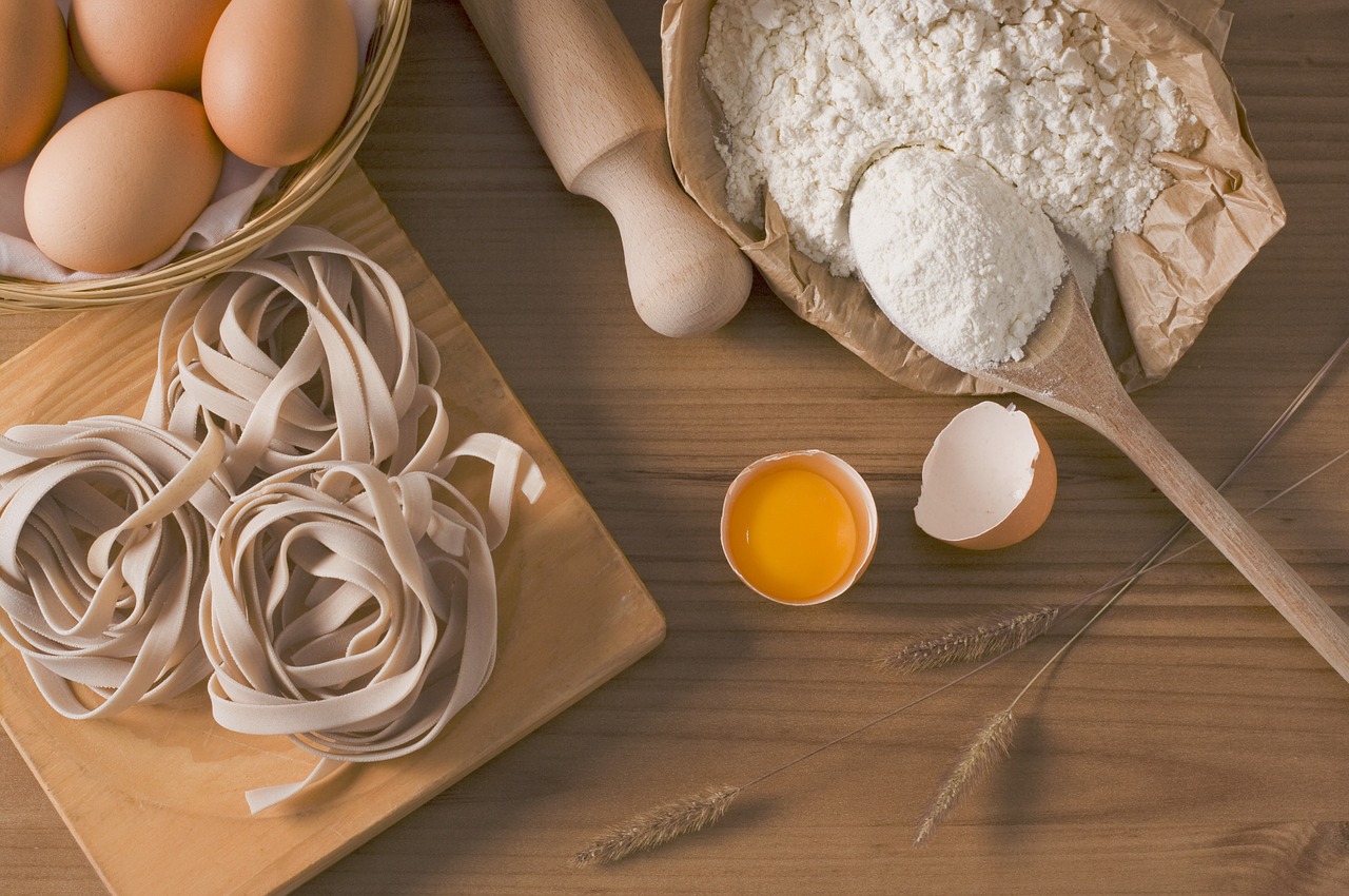 Fresh pasta with eggs