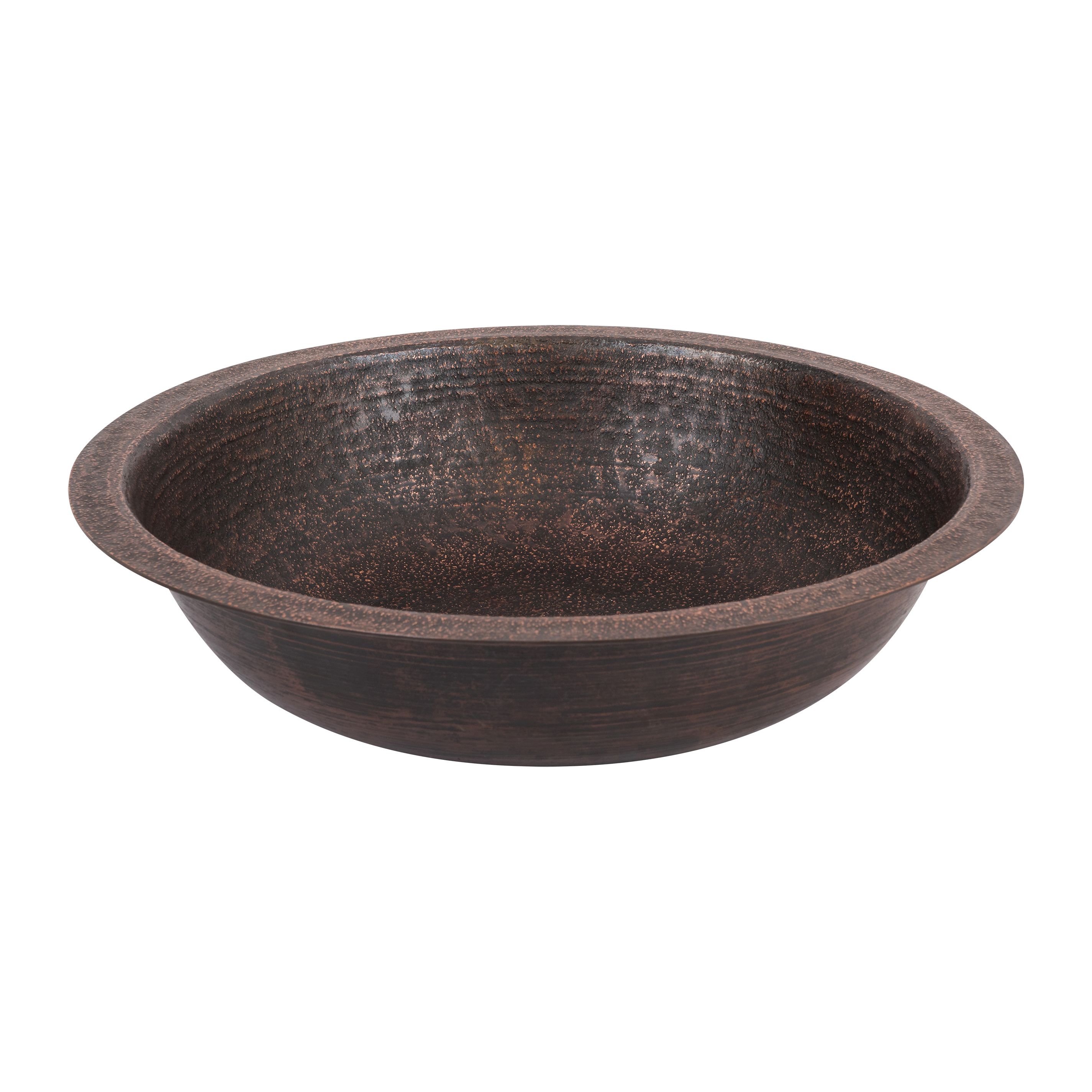 Premier Copper Products 18" Round Dual - Undermount or Drop In Terra Firma Copper Bathroom Sink, Dark Brown, 10 Gauge, TFLR18DB