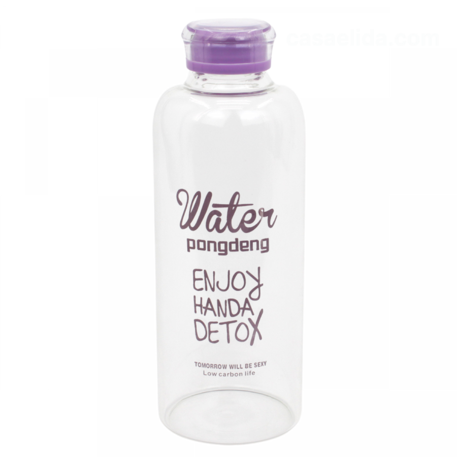 Botella de vidrio resistente al calor morado, 1 litro, borosilicato