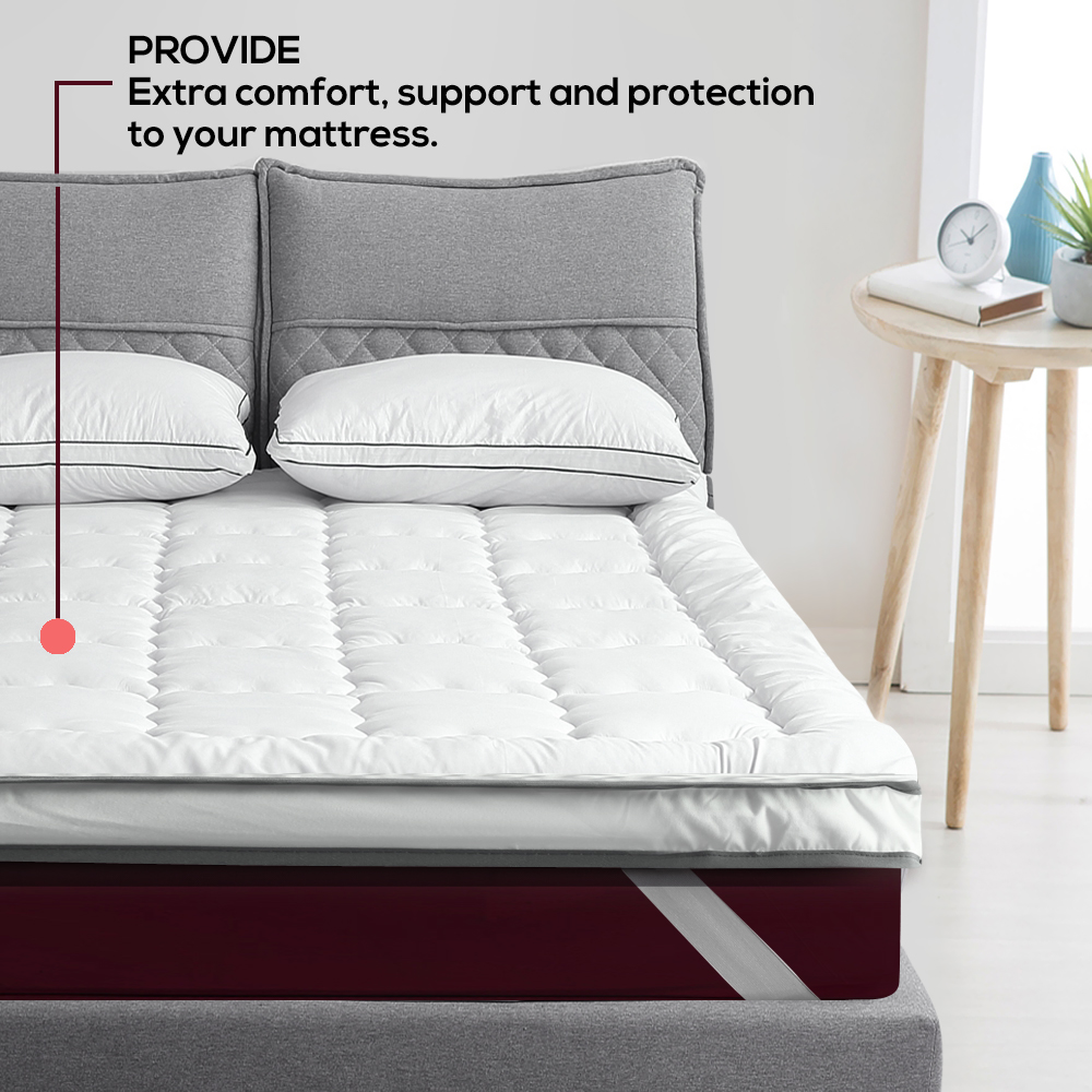 Dreamz Pillowtop Mattress Topper Luxury Bedding Mat Pad Protector Cover