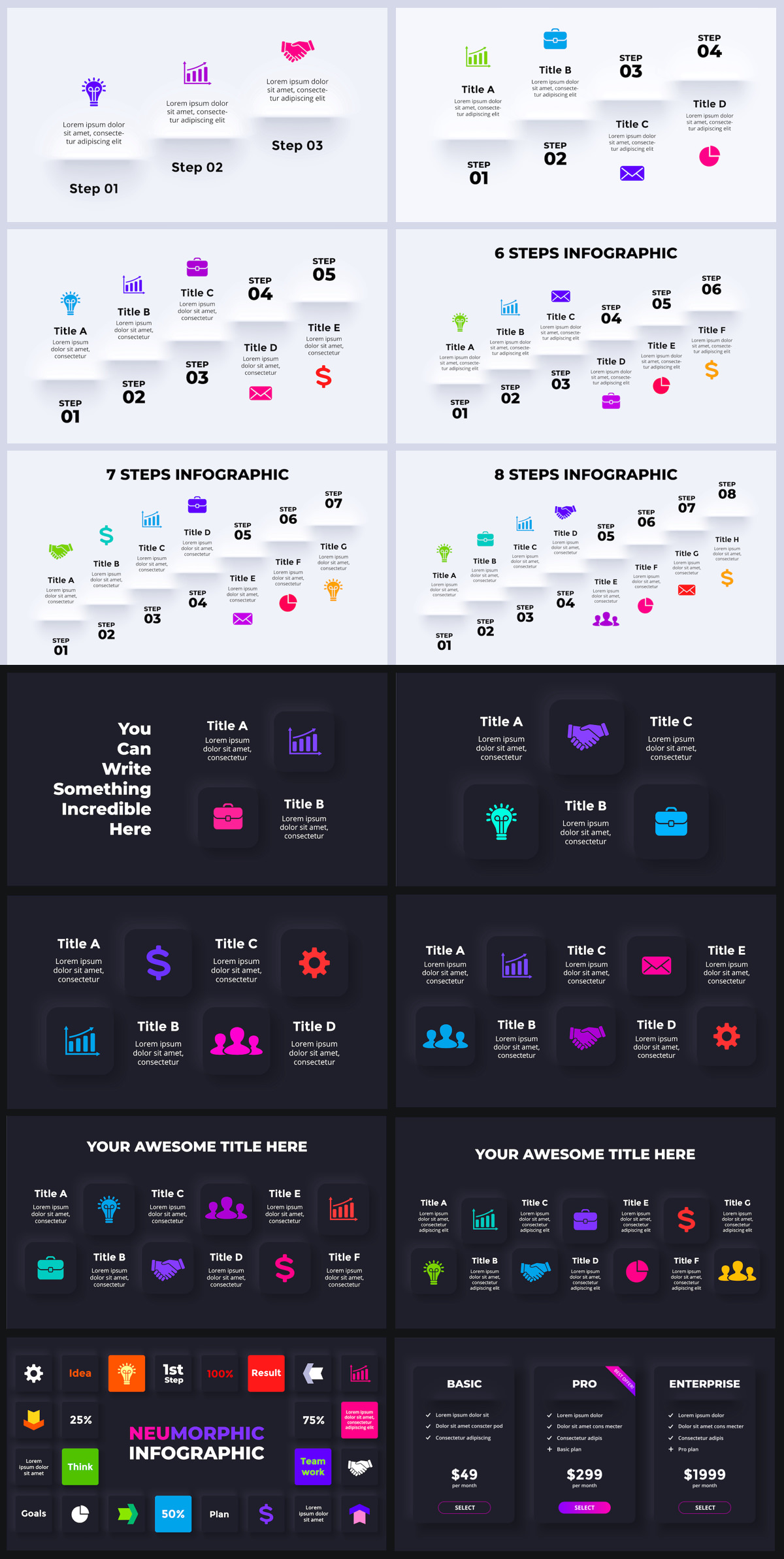 Neumorphic Infographics. Keynote Presentation - 8