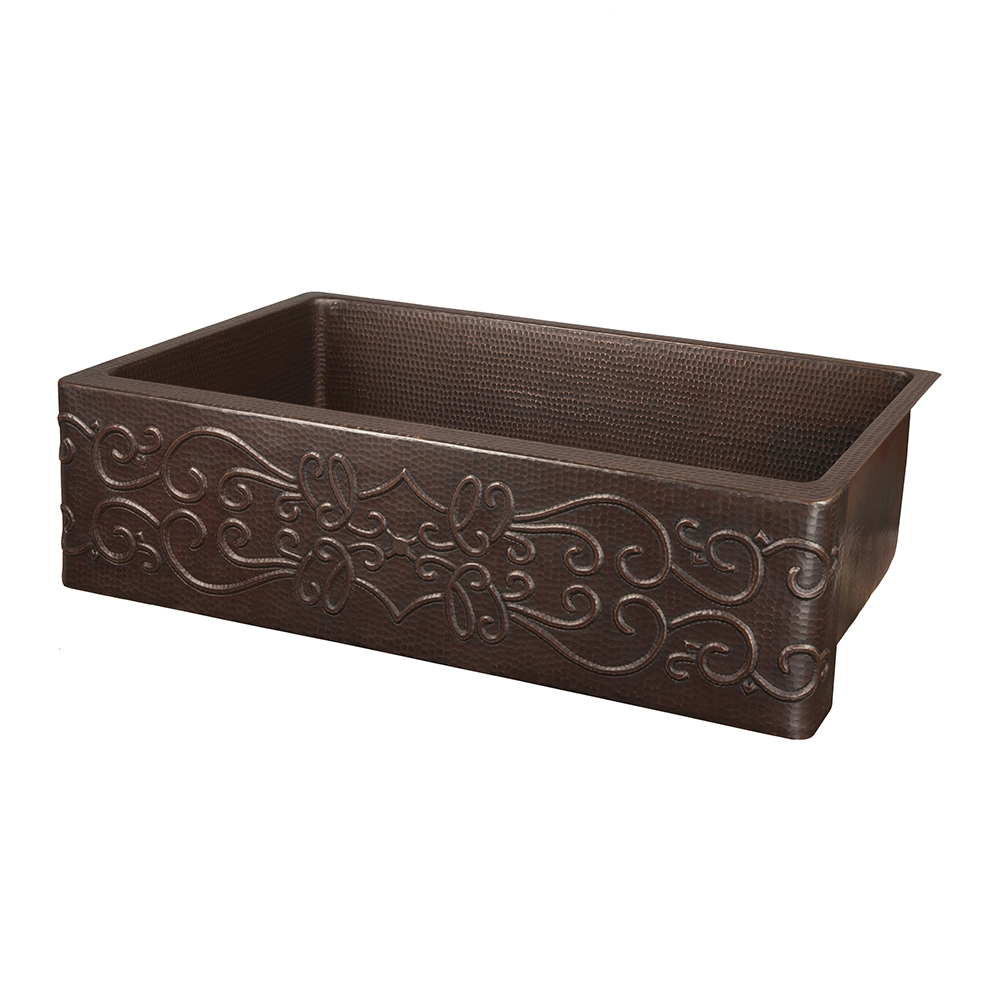 Premier Copper Products 30" Copper Farmhouse Sink, Oil Rubbed Bronze, KASDB30229S