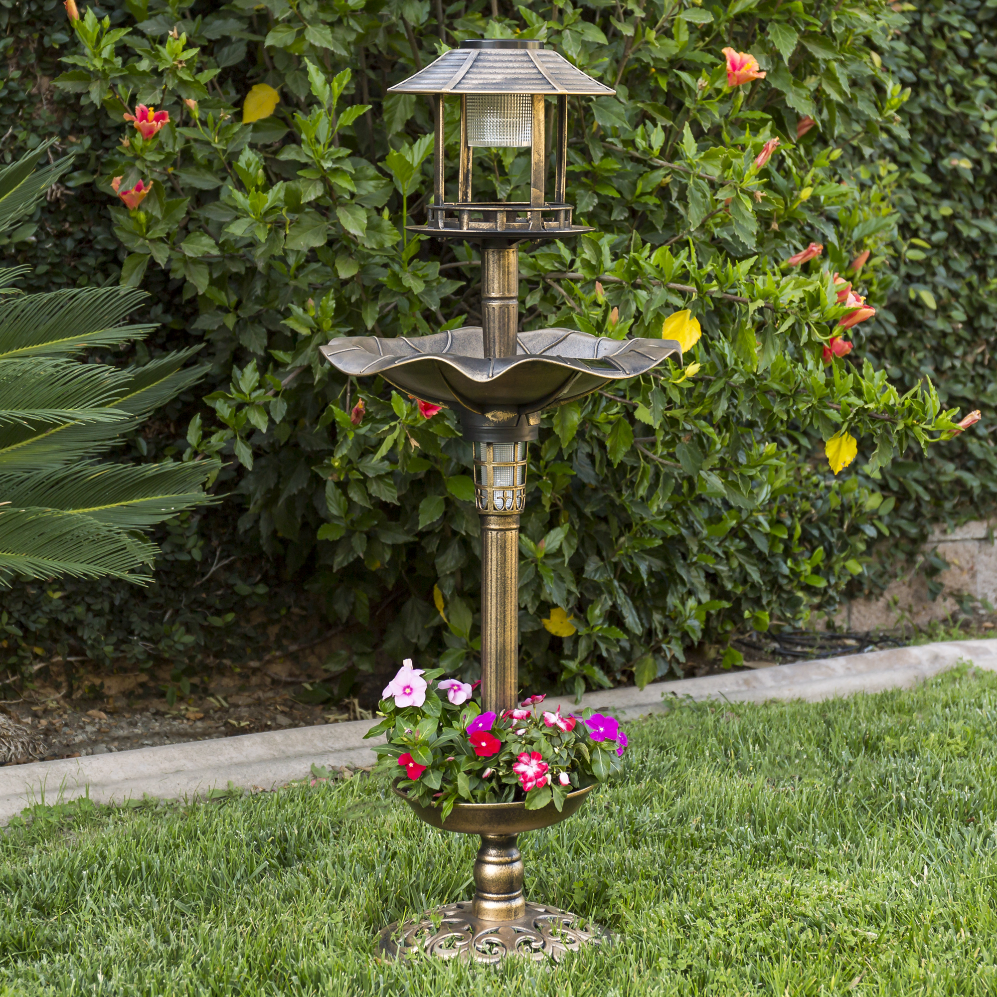 BCP Solar LED Bird Bath w/ Planter 842957111244 eBay