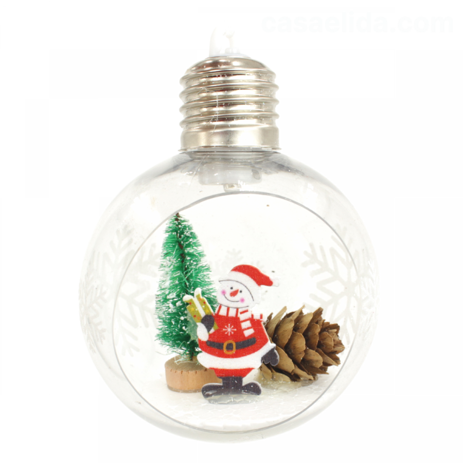 Colgante muñeco navideño Ø8cm, led amarillo