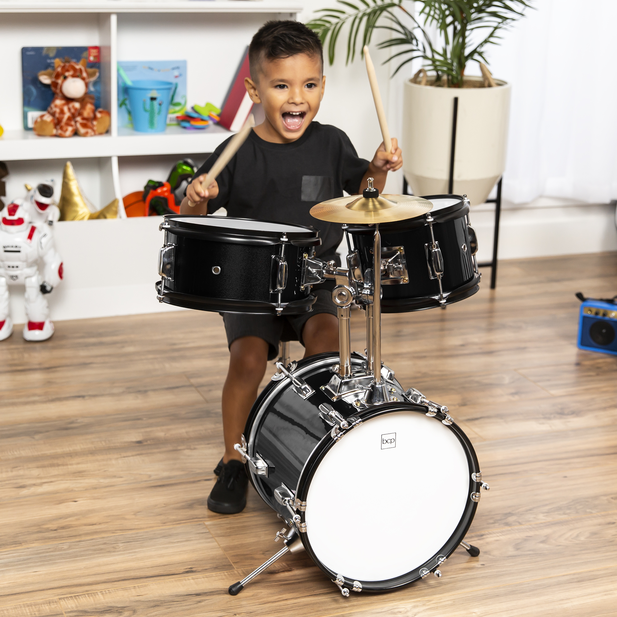 BCP 3Piece Kids Beginner Drum Musical Instrument Set w/ Sticks, Stool