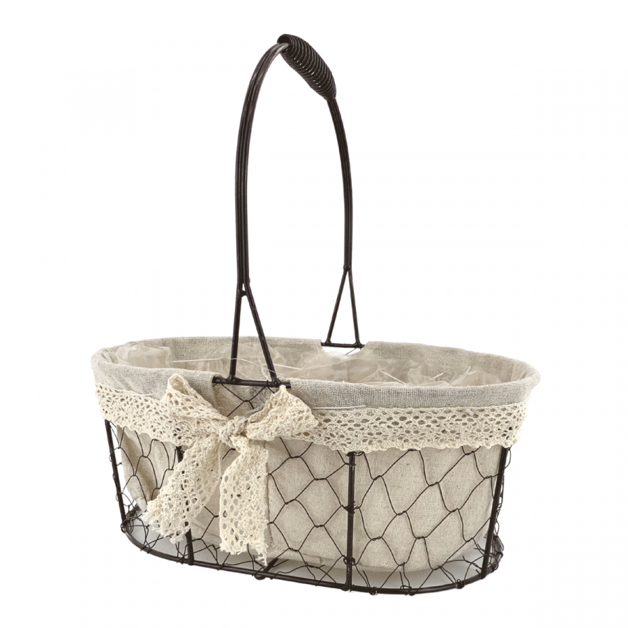 Canasta lino/hierro, 29cm