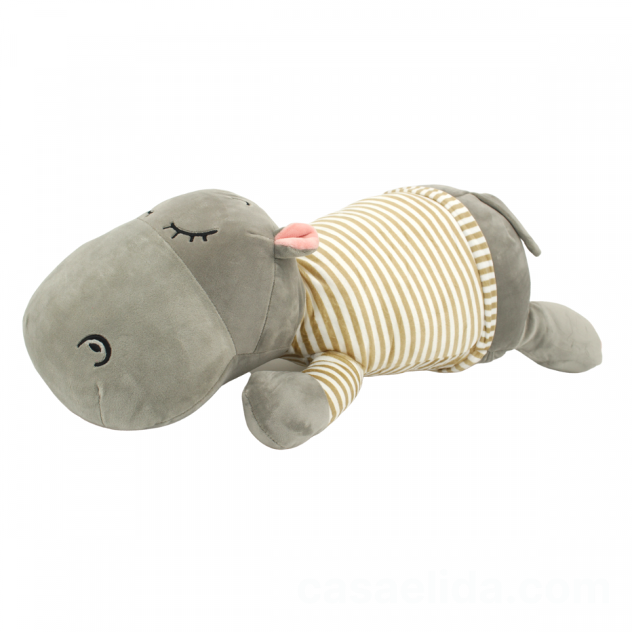3 en 1 peluche, manta y almohada gris, 57cm