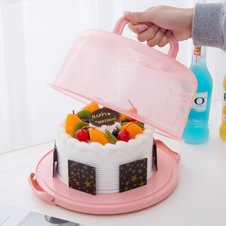 Porta torta y cupcakes rosado, 13xØ25cm