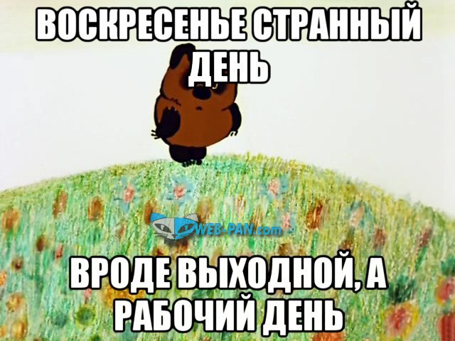 Даже Винни Пух говорит, что в воскресение нужно трудиться!.. Воскресенье рабочий день, да Винни!..