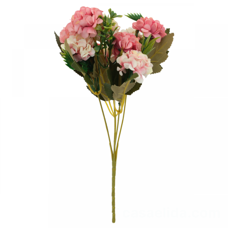 Hortencia artificial rosado, crema, 30cm