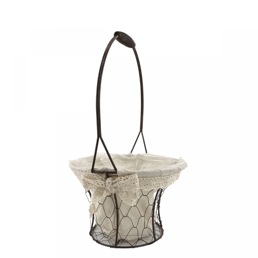 Canasta lino/hierro, Ø21.5cm