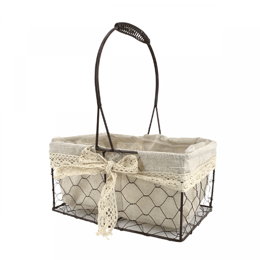 Canasta lino/hierro, 22cm