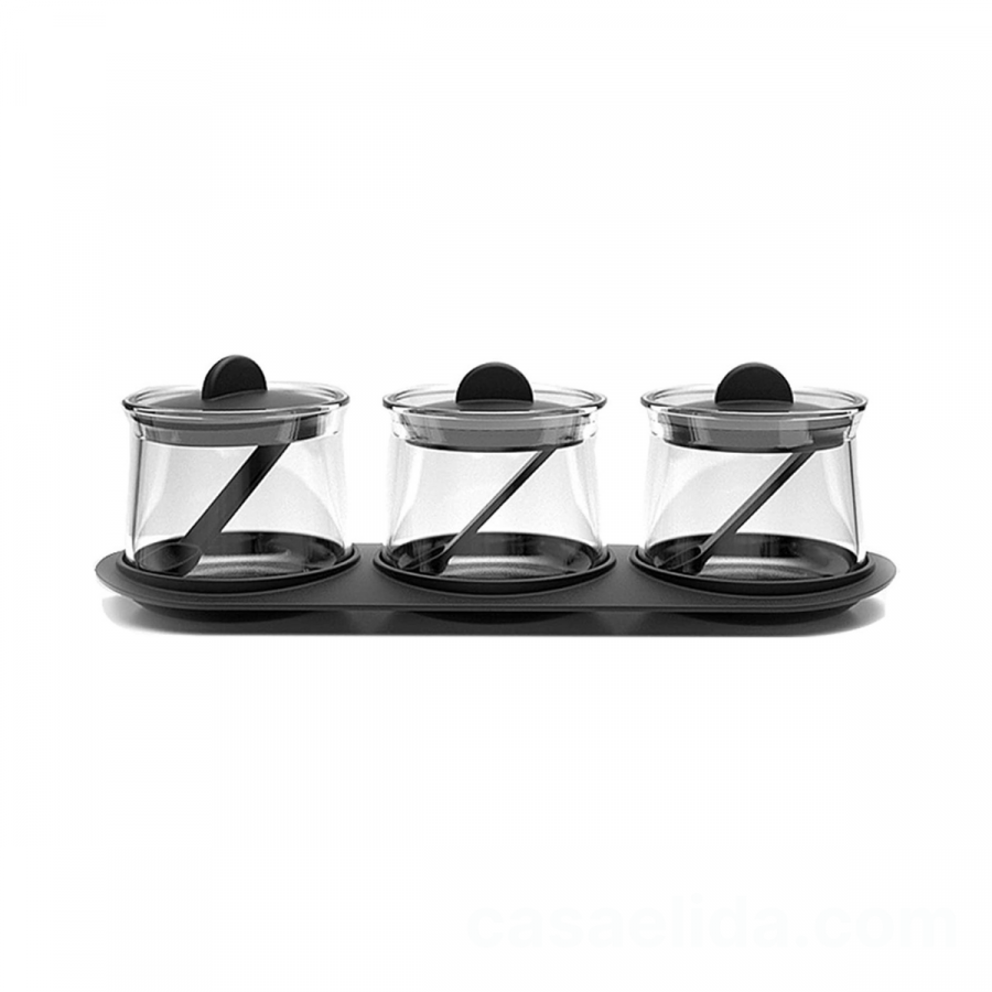 Set condimentero 3 frascos, 10x30x11cm