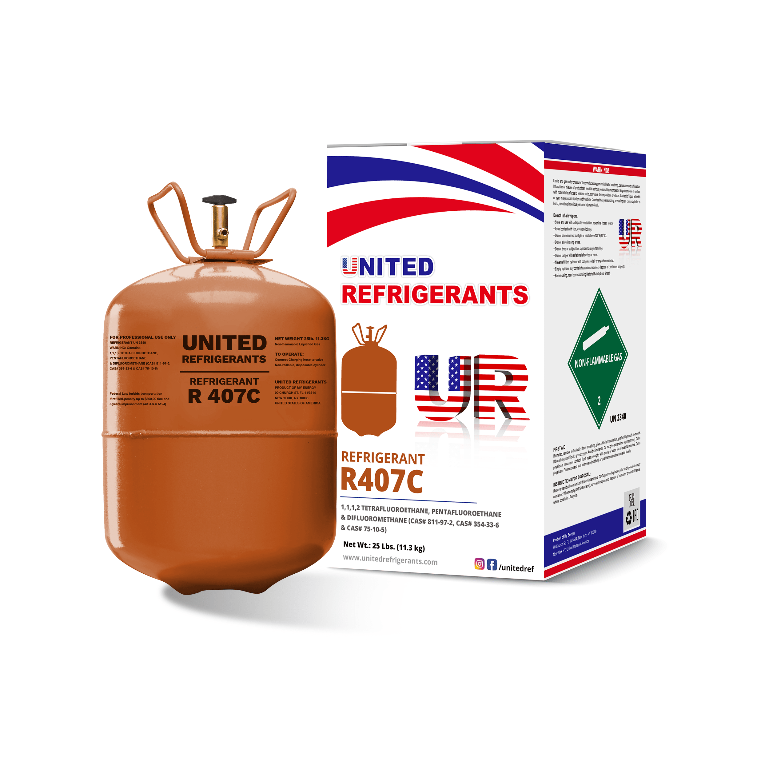 United Refrigerant R407C Disposable Cylinder 11.3 Kg