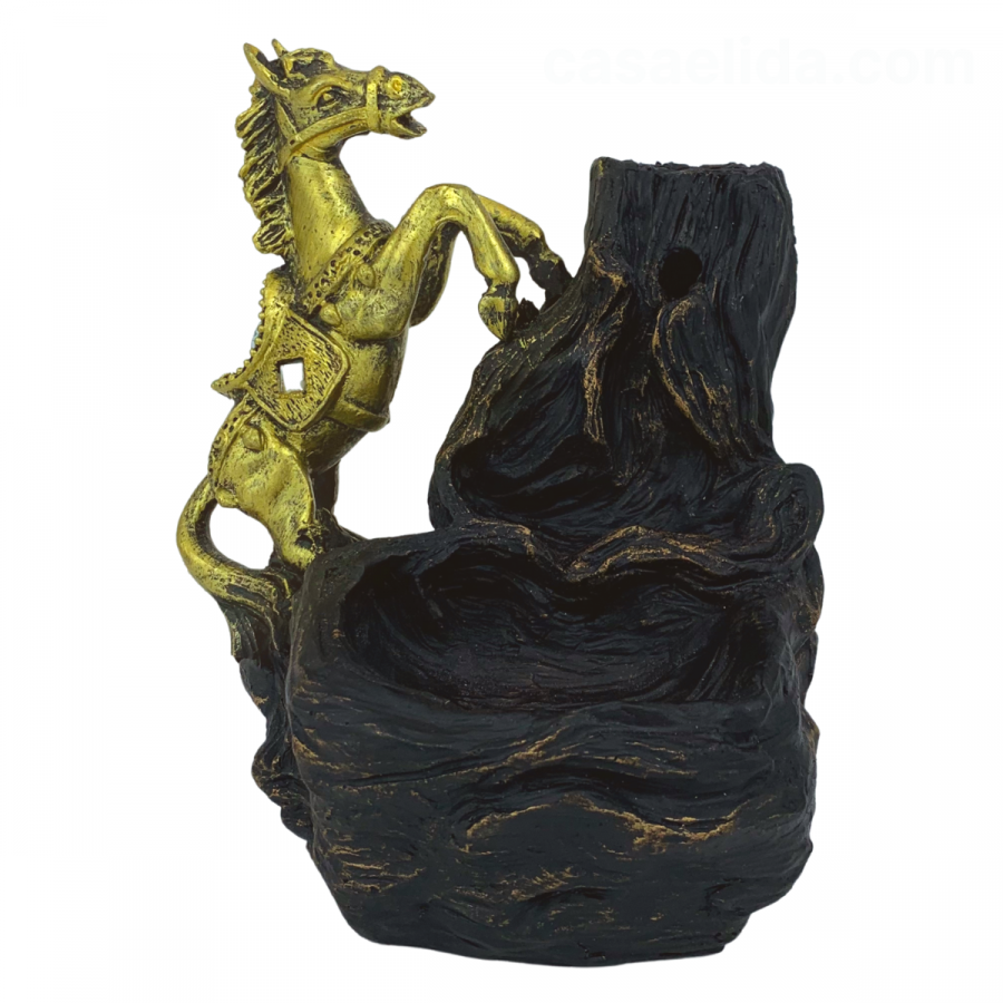 Quemador de incienso cascada dorado, 16x14x16cm