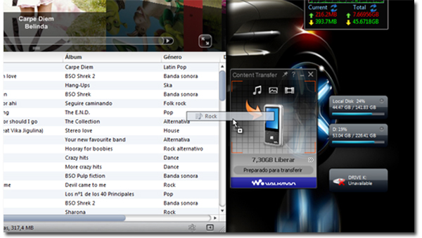 how to transfer playlists on music center for pc to sony mp3 player