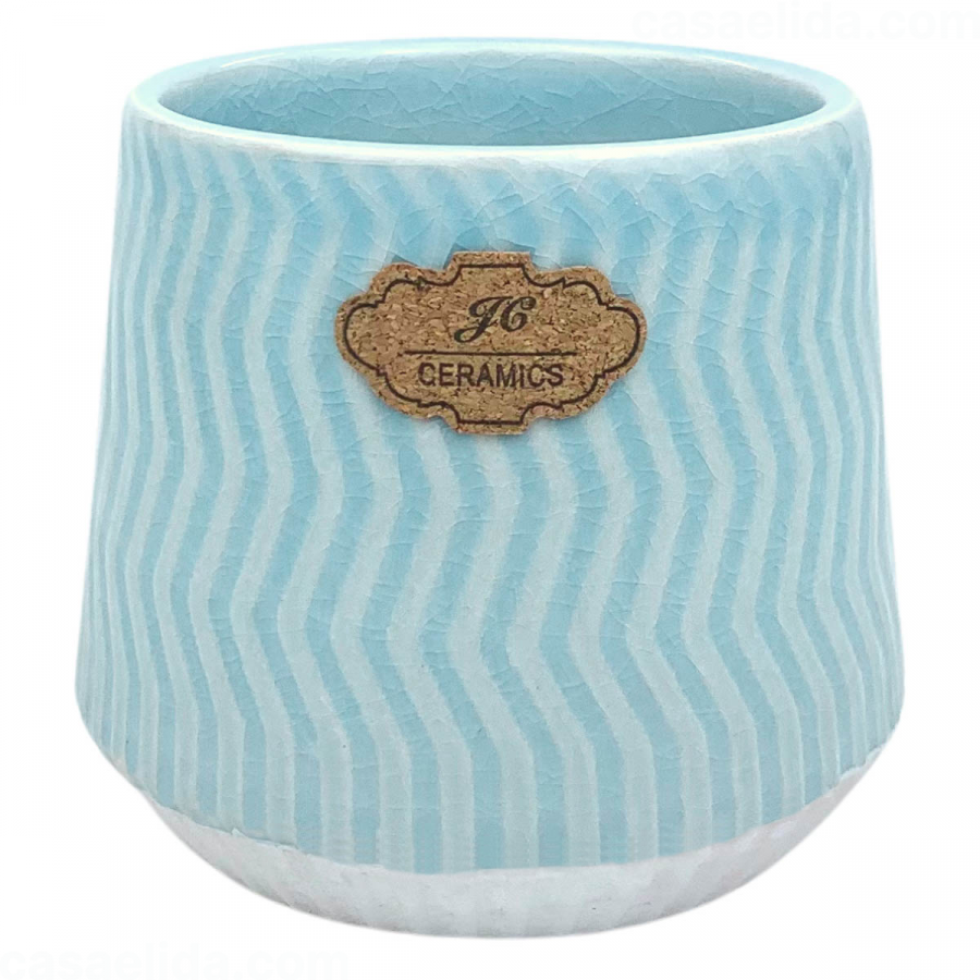 Maceta decorativa celeste, 10xØ11cm, cerámica