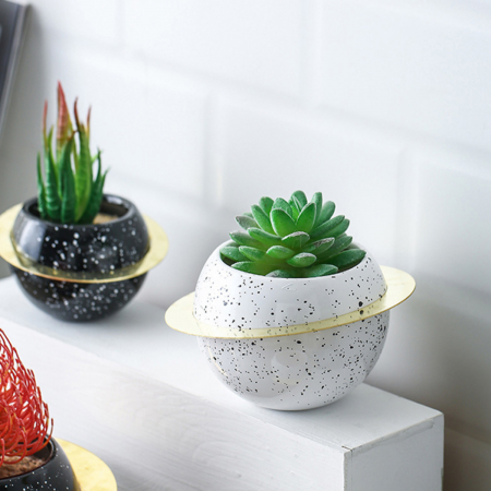 Maceta decorativa blanco, 9.5xØ16cm, cerámica