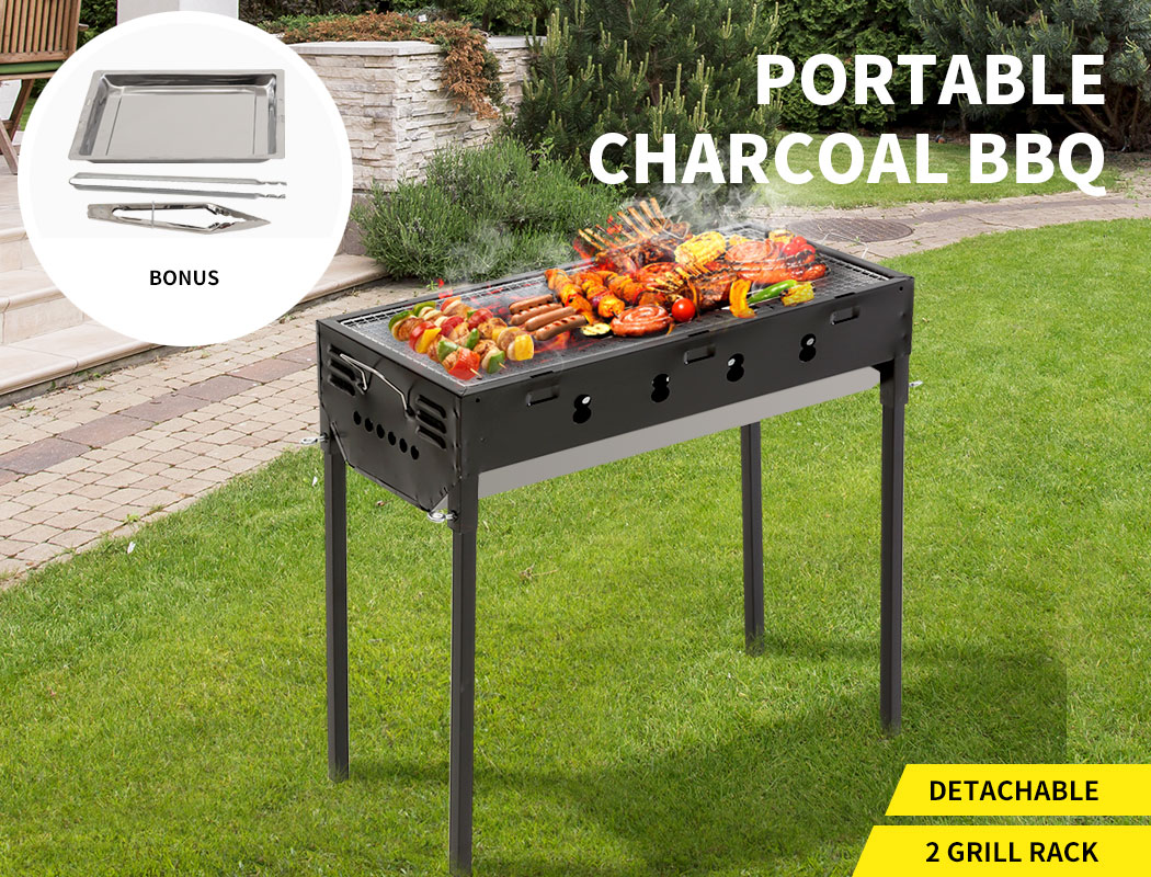 Charcoal BBQ Grill Protable Hibachi Outdoor Barbecue Set Camping Picnic