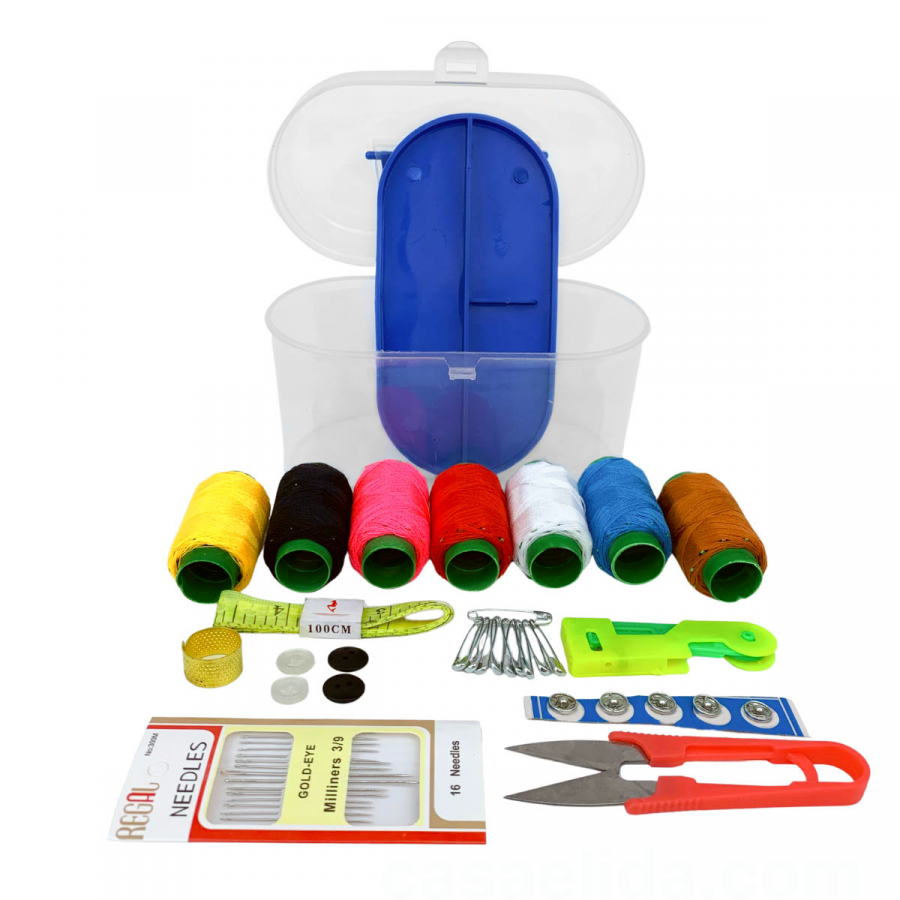 Kit de costura azul, 9x14.5x8.5cm