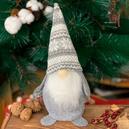 Gnomo navideño gris claro, 33cm