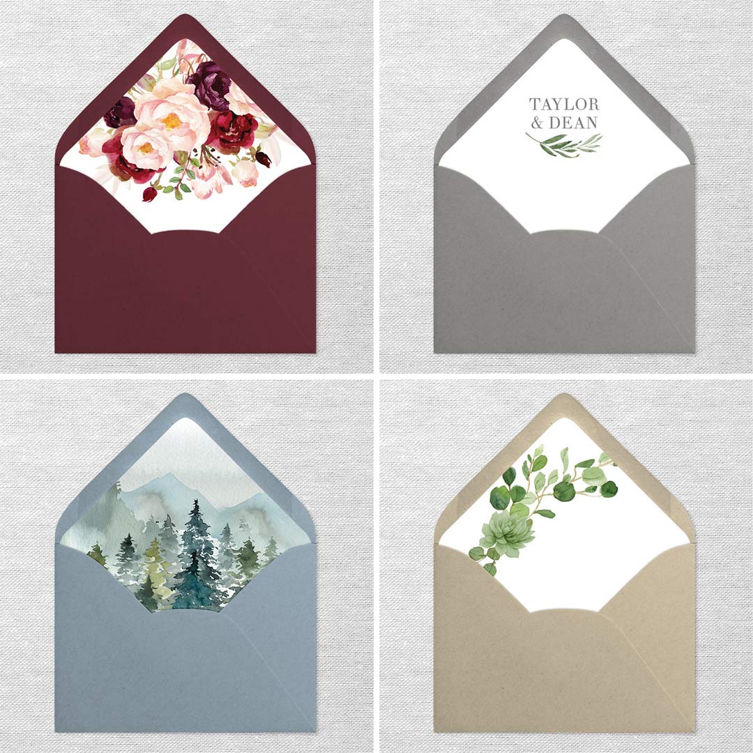 ADD OPTIONAL CUSTOM MATCHING ENVELOPE LINERS ADD OPTIONAL CUSTOM MATCHING ENVELOPE LINERS