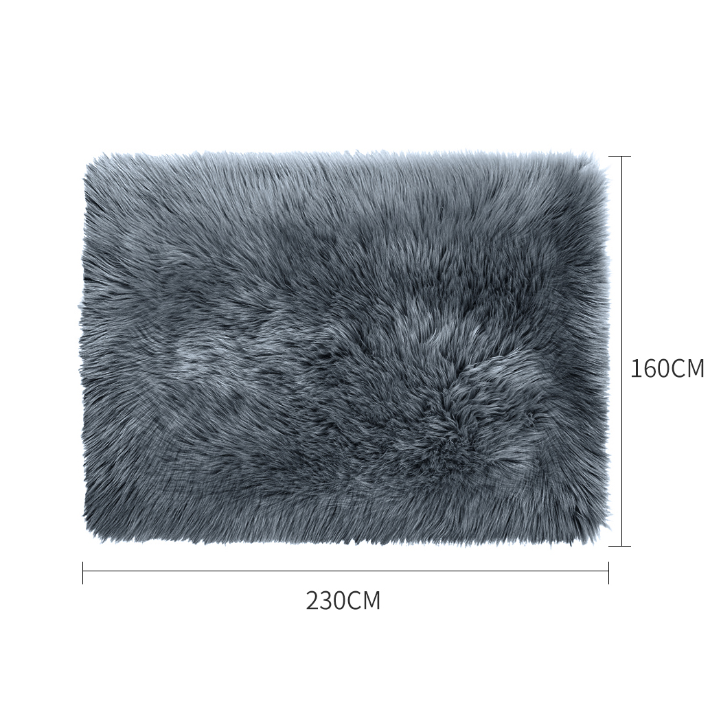 Floor Rug Shaggy Carpet Area Rugs Soft Fur Living Room Bedroom 160X230 Dark Grey