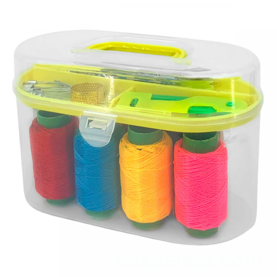 Kit de costura amarillo, 9x14.5x8.5cm