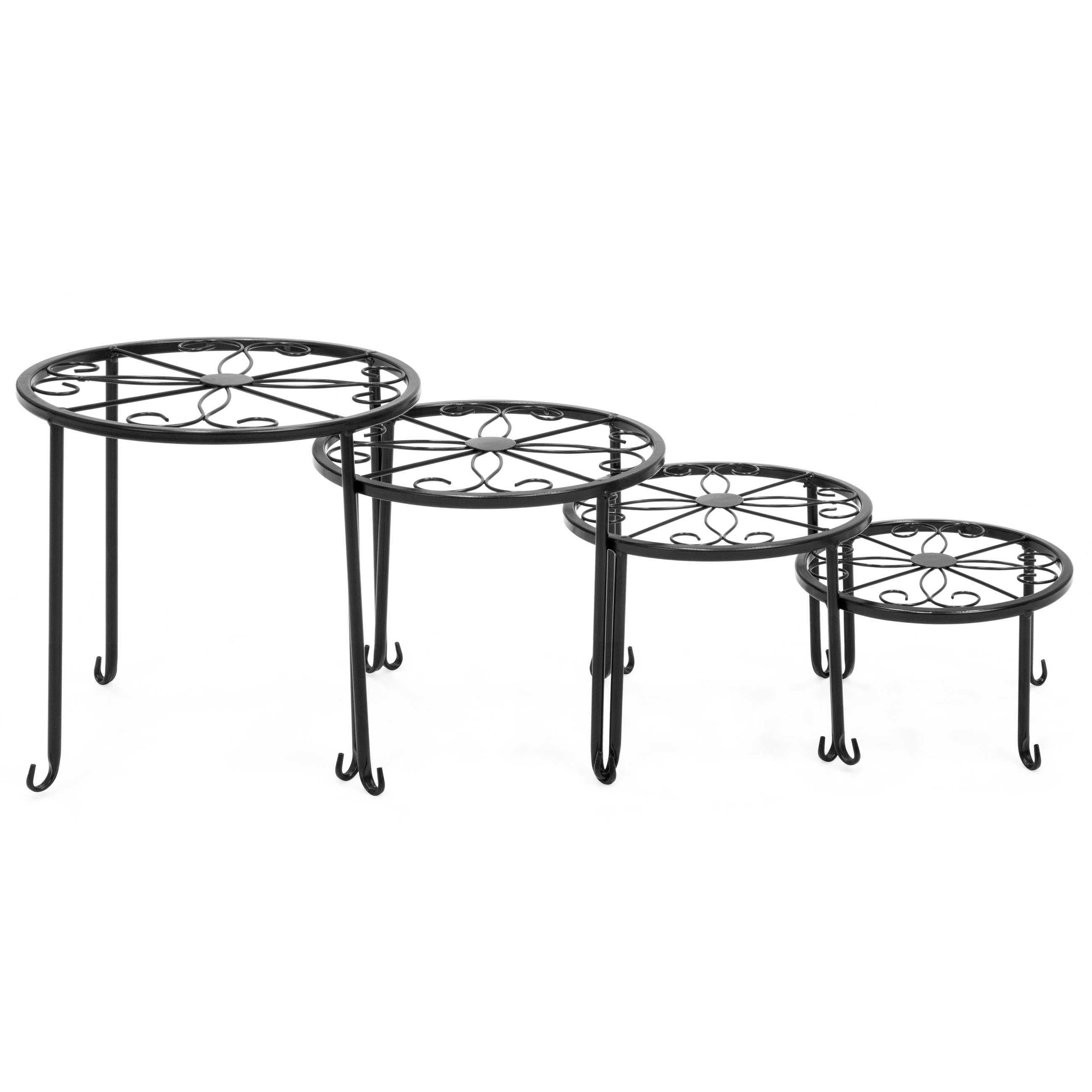 BCP Set of 4 Indoor Outdoor Metal Nesting Plant Stands, Flower Pot