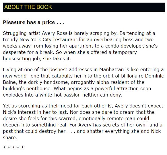 Contemporary romance blurb example