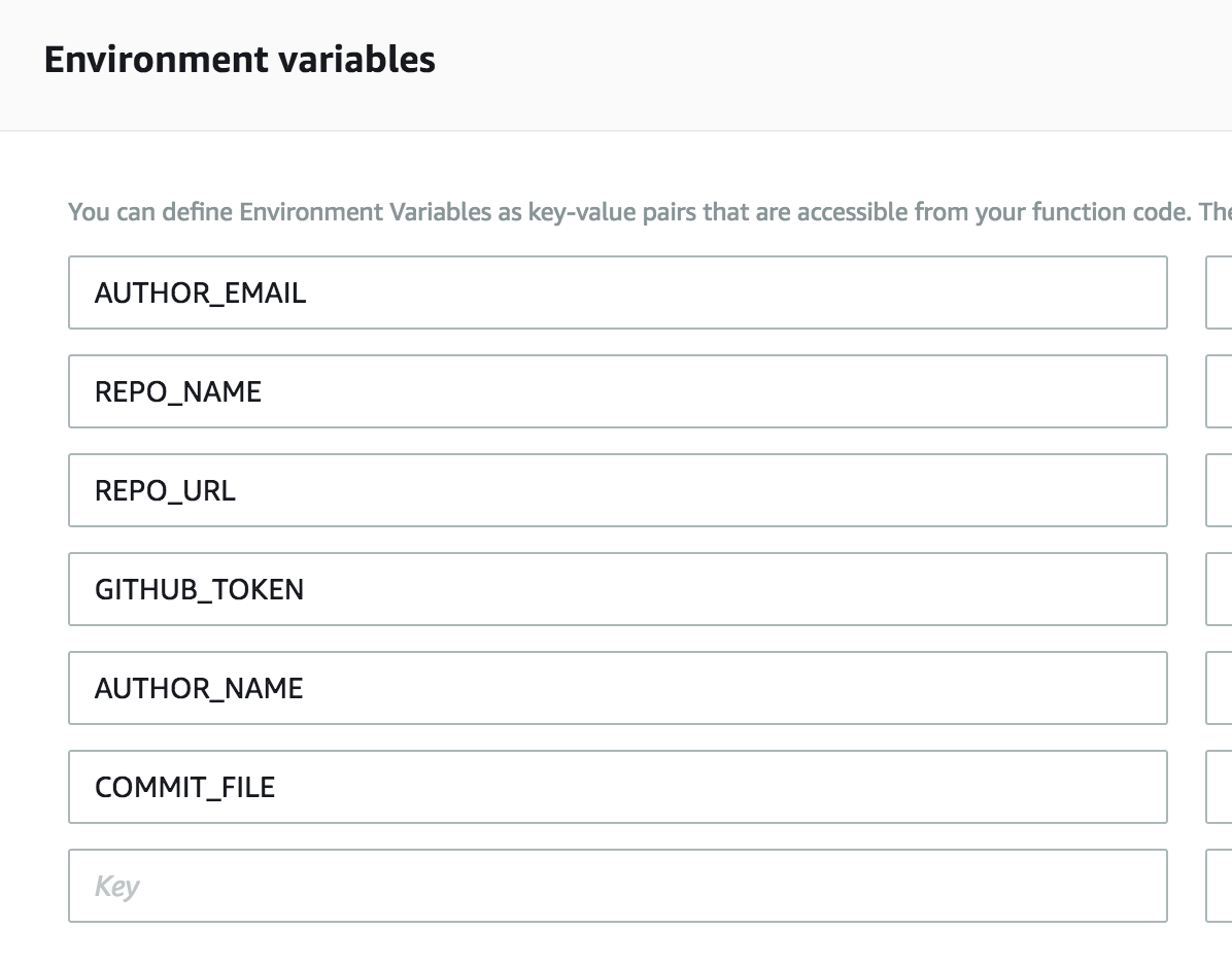 AWS Lambda environment variables