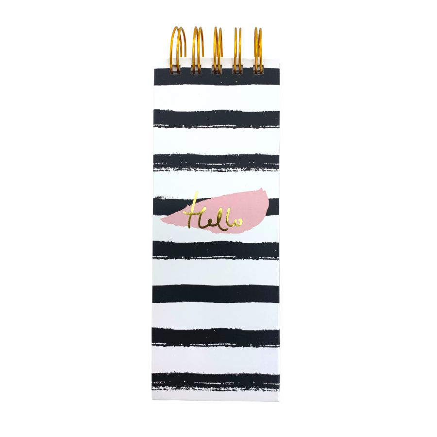 Libreta de notas dorado/b&n, 21x8cm