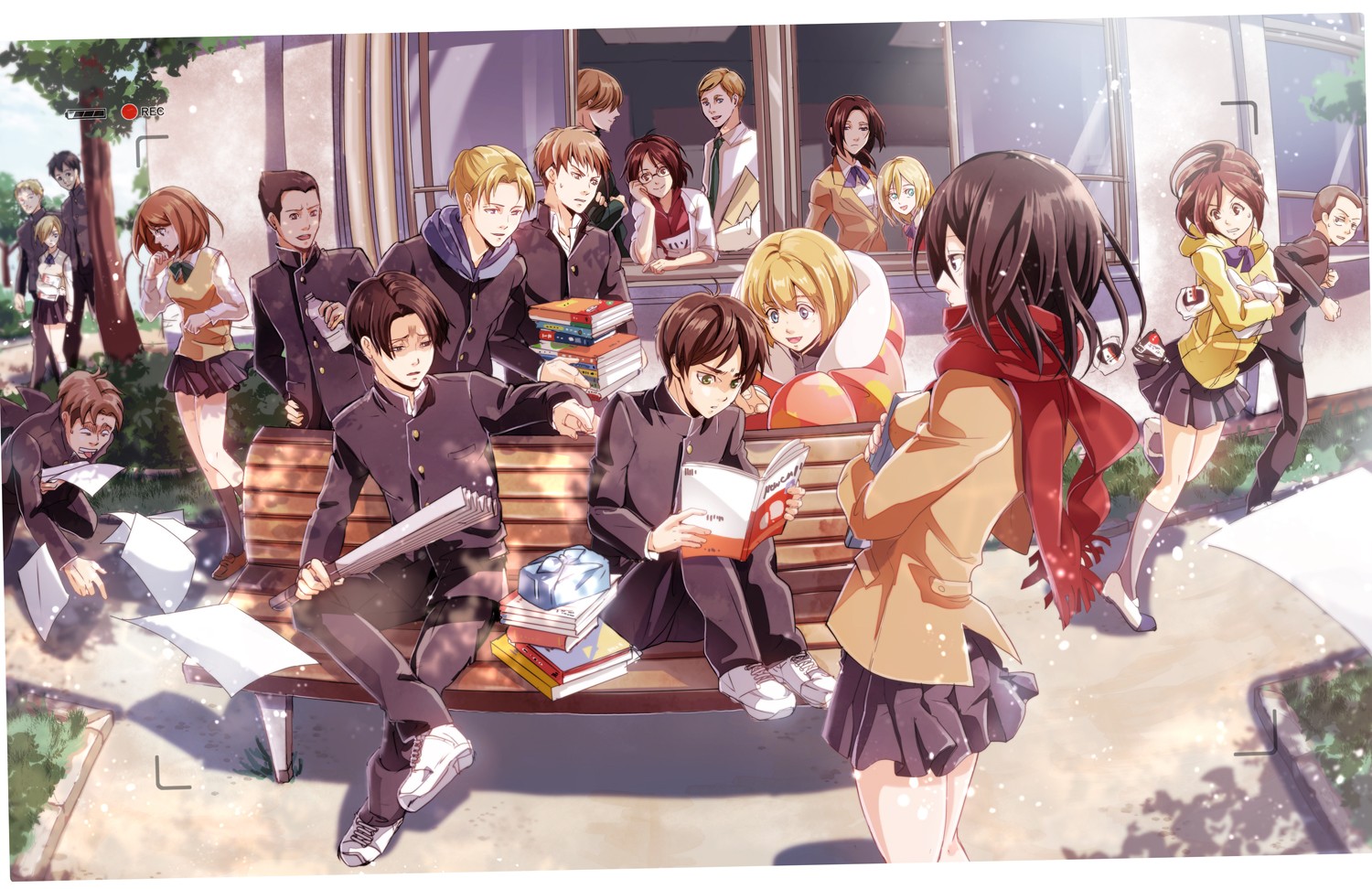 Wallpaper Attack On Titan 214 Shingeki no Kyojin, Mikasa Ackerman, Eren Jeager, Levi Ackerman